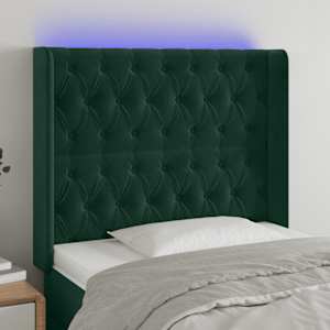 LED posteljno vzglavje temno zeleno 103x16x118/128 cm žamet