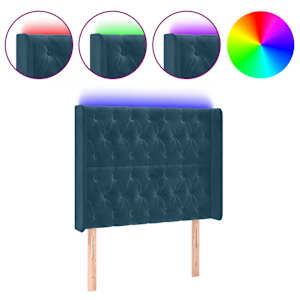 Čelo postele s LED tmavě modré 103 x 16 x 118/128 cm textil - obrázek 2