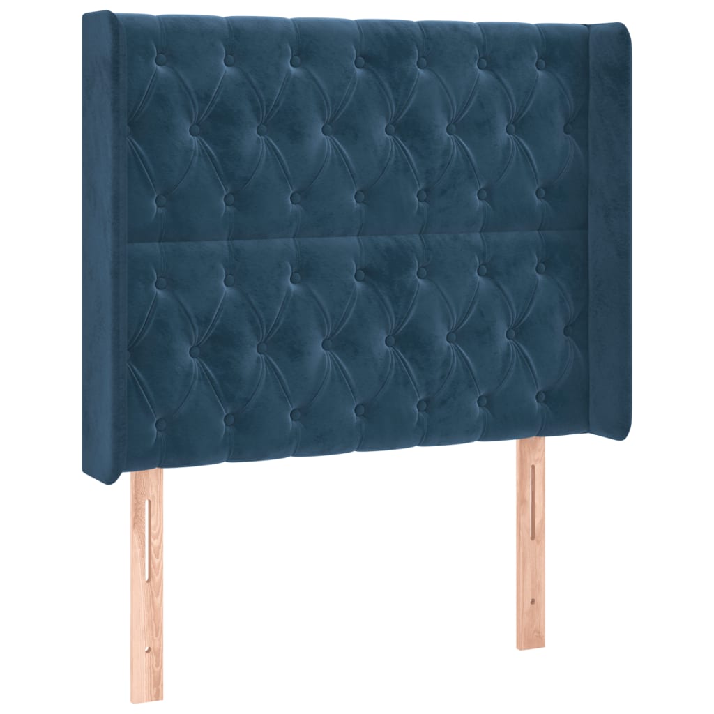 vidaXL Hoofdbord LED 103x16x118/128 cm fluweel donkerblauw afbeelding