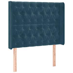 Čelo postele s LED tmavě modré 103 x 16 x 118/128 cm textil - obrázek 3