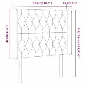 Čelo postele s LED tmavě modré 103 x 16 x 118/128 cm textil - obrázek 7