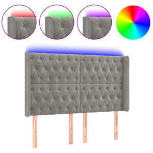 Čelo postele s LED světle šedé 163 x 16 x 118/128 cm samet - obrázek 2