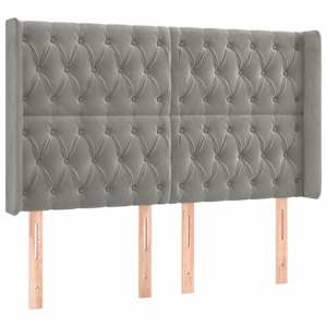 Čelo postele s LED světle šedé 163 x 16 x 118/128 cm samet - obrázek 3