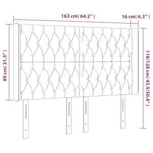 Čelo postele s LED světle šedé 163 x 16 x 118/128 cm samet - obrázek 6