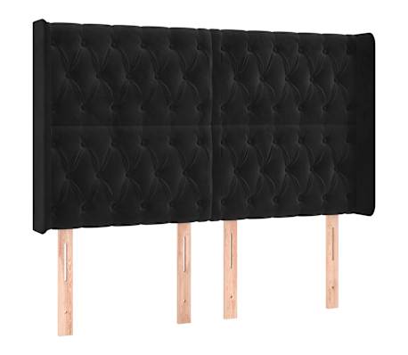 vidaXL Cabeceira de cama c/ luzes LED veludo 163x16x118/128 cm preto