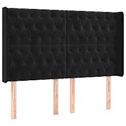 vidaXL Cabeceira de cama c/ luzes LED veludo 163x16x118/128 cm preto