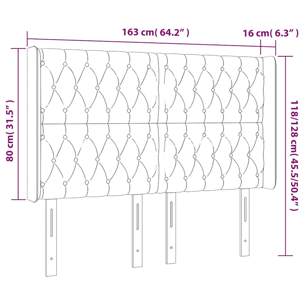 LED posteljno vzglavje temno modro 163x16x118/128 cm žamet - slika 7