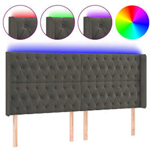 vidaXL LED-voodipeats, tumehall, 183x16x118/128 cm, samet
