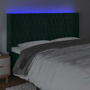 Čelo postele s LED tmavě zelené 183 x 16 x 118/128 cm samet - obrázek 4