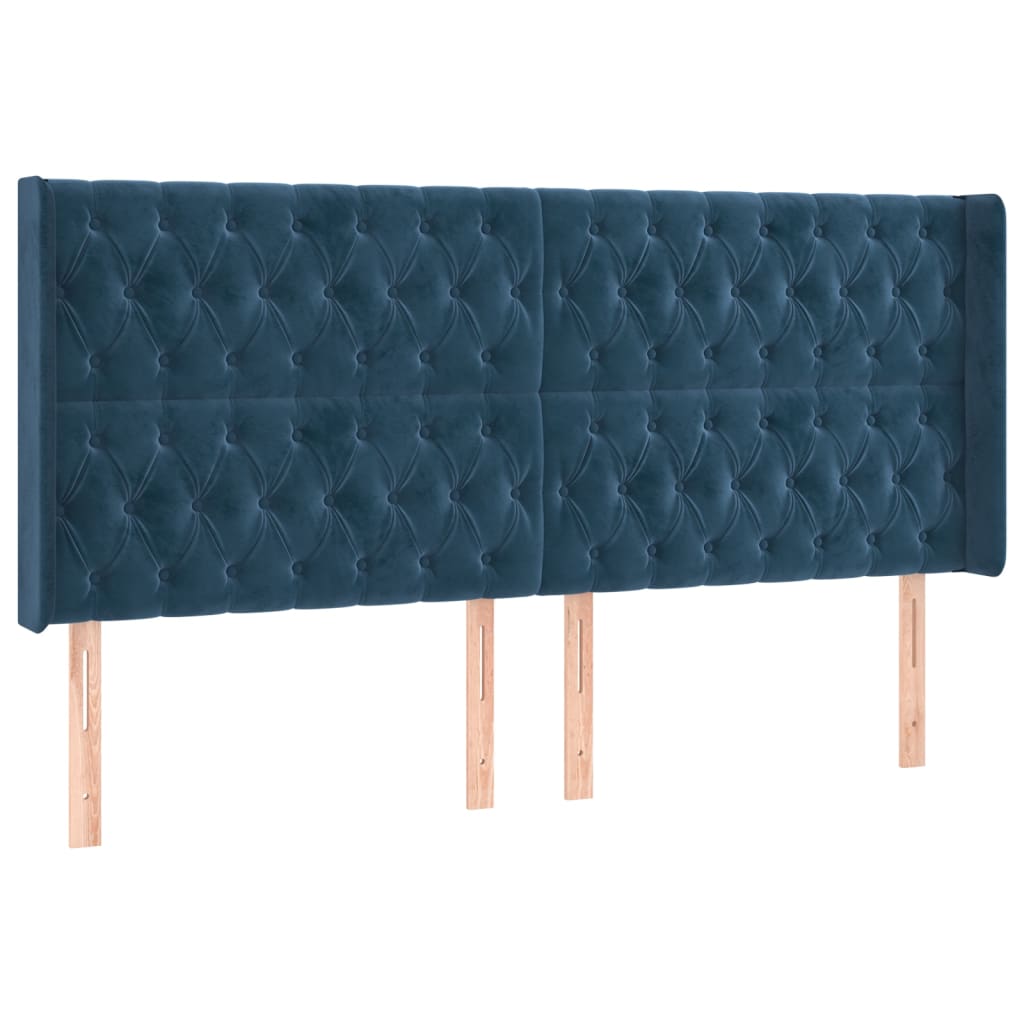 vidaXL sötétkék bársony LED-es fejtámla 183x16x118/128 cm