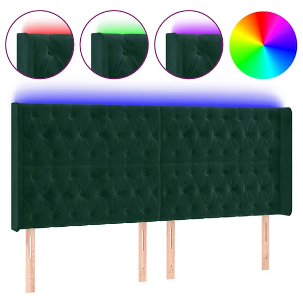 vidaXL LED-voodipeats, tumeroheline, 203x16x118/128 cm, samet
