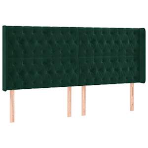 Čelo postele s LED tmavě zelené 203 x 16 x 118/128 cm samet - obrázek 3