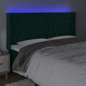 Čelo postele s LED tmavě zelené 203 x 16 x 118/128 cm samet - obrázek 4