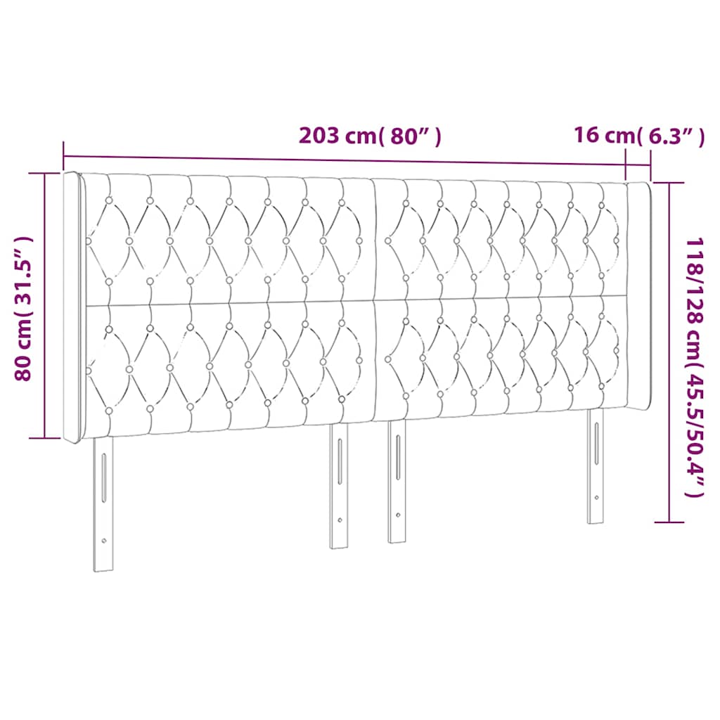 LED posteljno vzglavje temno modro 203x16x118/128 cm žamet - slika 7