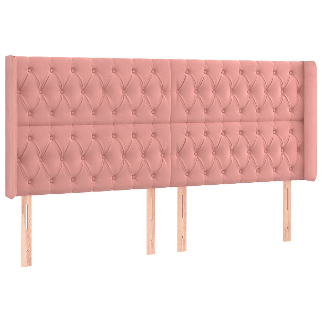 vidaXL Hoofdbord LED 203x16x118/128 cm fluweel roze afbeelding