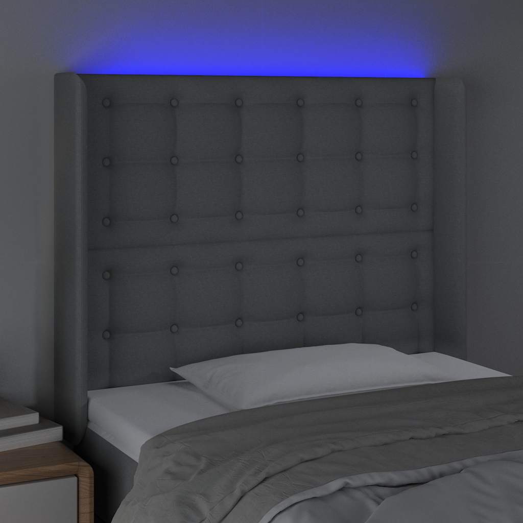 vidaXL Hoofdbord LED 83x16x118/128 cm stof lichtgrijs grijs, foto 2