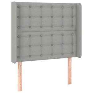 Čelo postele s LED světle šedé 83 x 16 x 118/128 cm textil - obrázek 3