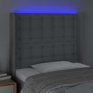 Čelo postele s LED světle šedé 83 x 16 x 118/128 cm textil - obrázek 4