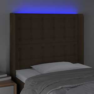Čelo postele s LED tmavě hnědé 83 x 16 x 118/128 cm textil - obrázek 4
