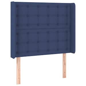 Čelo postele s LED modré 93 x 16 x 118/128 cm textil - obrázek 3