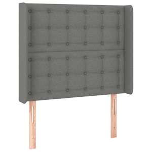 Čelo postele s LED tmavě šedé 103 x 16 x 118/128 cm textil - obrázek 3