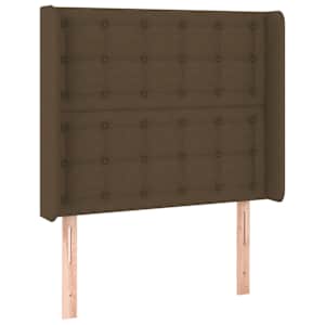 Čelo postele s LED tmavě hnědé 103 x 16 x 118/128 cm textil - obrázek 3