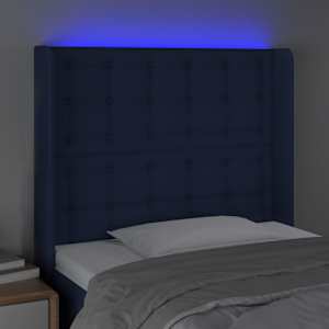 Čelo postele s LED modré 103 x 16 x 118/128 cm textil - obrázek 4