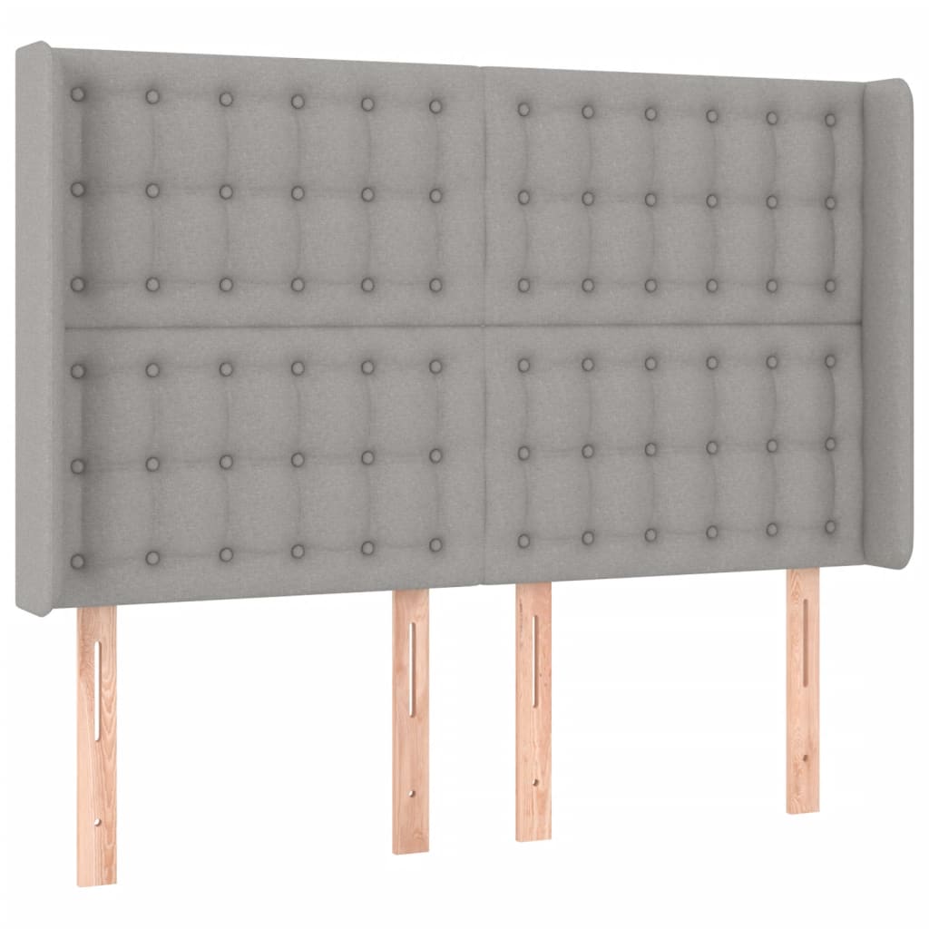 vidaXL Hoofdbord LED 147x16x118/128 cm stof lichtgrijs afbeelding