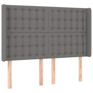 Čelo postele s LED tmavě šedé 147 x 16 x 118/128 cm textil - obrázek 3