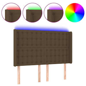 vidaXL LED-voodipeats, tumepruun, 147x16x118/128 cm, kangas