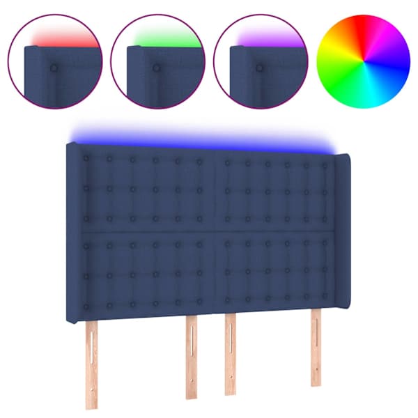 vidaXL LED-voodipeats, sinine, 147x16x118/128 cm, kangas