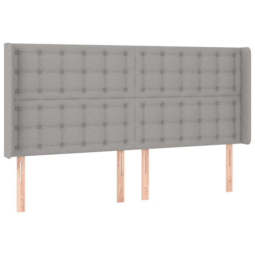 vidaXL Hoofdbord LED 163x16x118/128 cm stof lichtgrijs grijs, foto 4