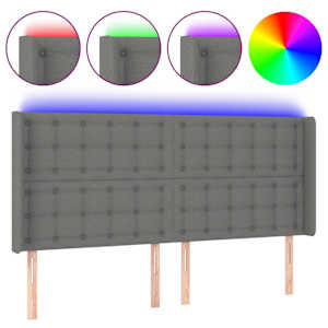 vidaXL LED-voodipeats, tumehall, 163x16x118/128 cm, kangas