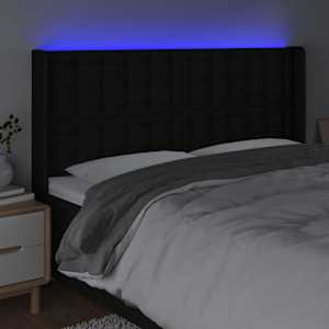 Čelo postele s LED černé 163 x 16 x 118/128 cm textil - obrázek 4