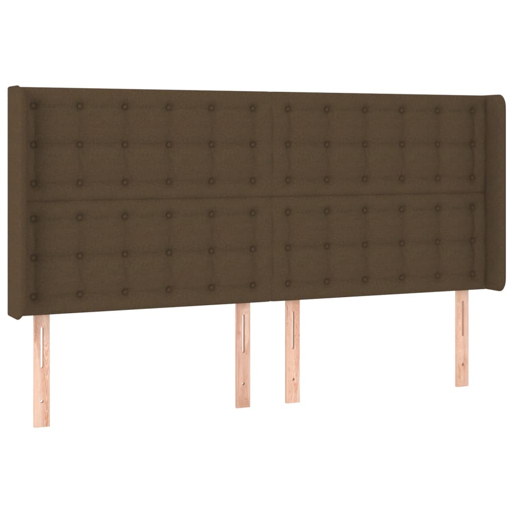 vidaXL Hoofdbord LED 163x16x118/128 cm stof donkerbruin afbeelding
