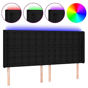 vidaXL LED-voodipeats, must, 183x16x118/128 cm, kangas