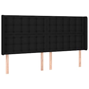 Čelo postele s LED černé 183 x 16 x 118/128 cm textil - obrázek 3