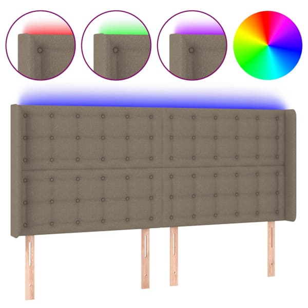 vidaXL LED-voodipeats, pruunikashall, 183x16x118/128 cm, kangas