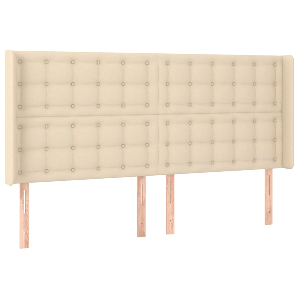 vidaXL Hoofdbord LED 183x16x118/128 cm stof crèmekleurig afbeelding