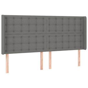 Čelo postele s LED tmavě šedé 203 x 16 x 118/128 cm textil - obrázek 3
