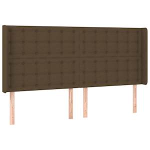 Čelo postele s LED tmavě hnědé 203 x 16 x 118/128 cm textil - obrázek 3