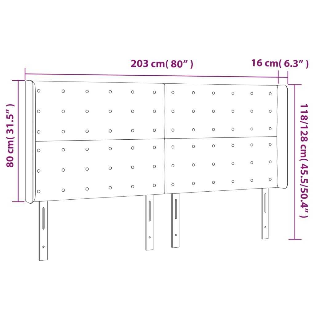 LED posteljno vzglavje modro 203x16x118/128 cm blago