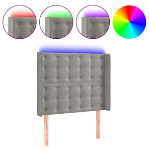 vidaXL LED-voodipeats, helehall, 83x16x118/128 cm, samet