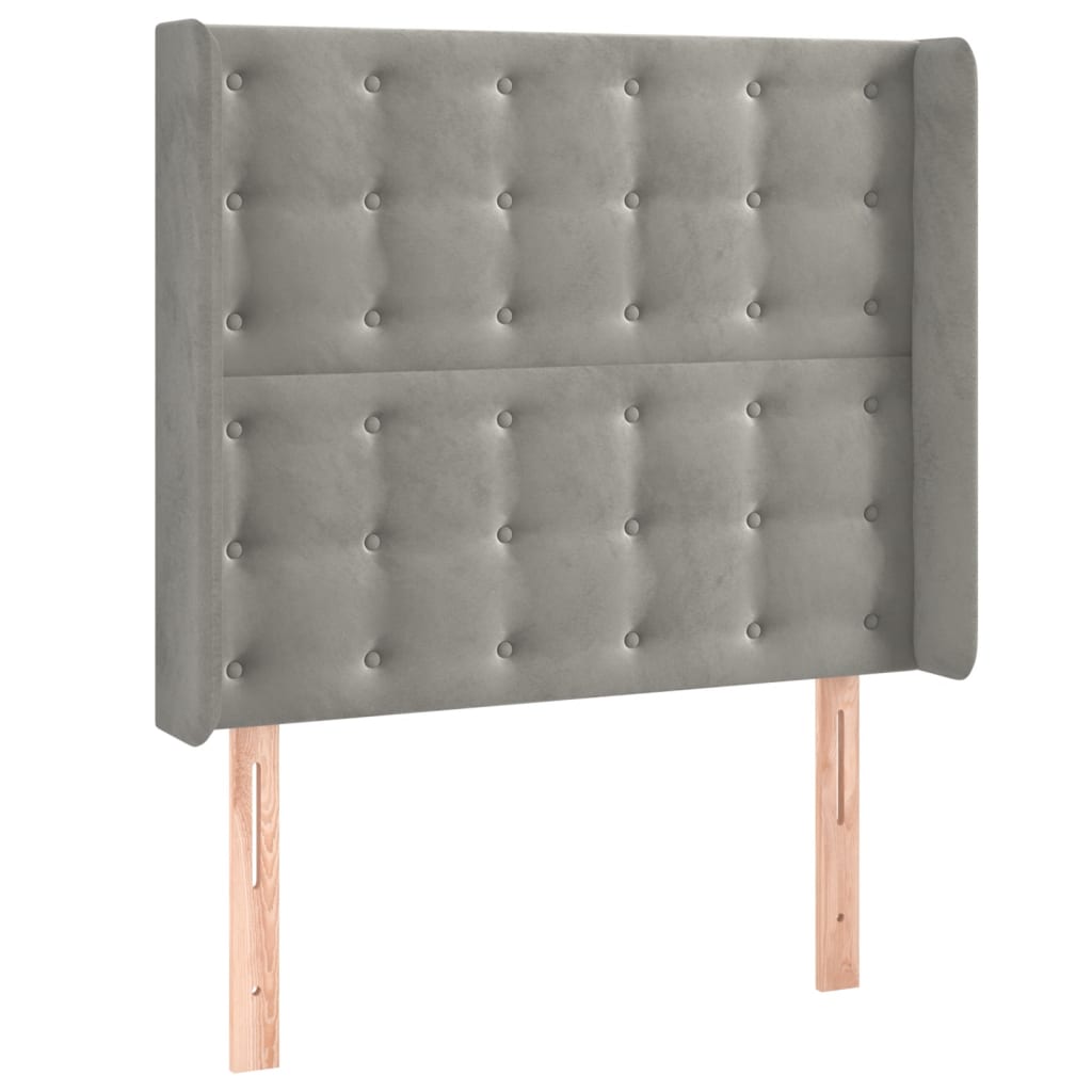 vidaXL Hoofdbord LED 83x16x118/128 cm fluweel lichtgrijs afbeelding