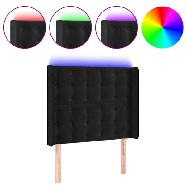 vidaXL LED-voodipeats, must, 83x16x118/128 cm, samet