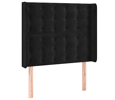 vidaXL Cabeceira de cama c/ luzes LED veludo 83x16x118/128 cm preto