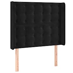 vidaXL Cabeceira de cama c/ luzes LED veludo 83x16x118/128 cm preto