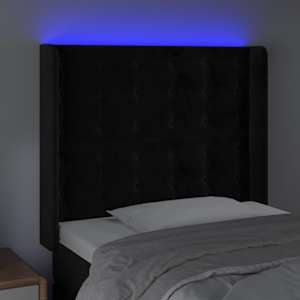 Čelo postele s LED černé 93 x 16 x 118/128 cm samet - obrázek 4