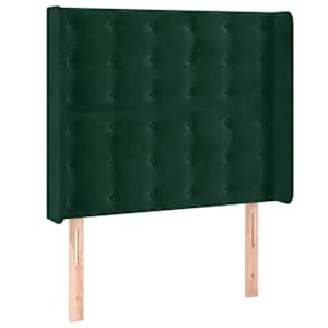 Čelo postele s LED tmavě zelené 93 x 16 x 118/128 cm samet - obrázek 3