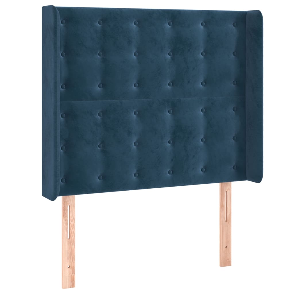 vidaXL Hoofdbord LED 93x16x118/128 cm fluweel donkerblauw afbeelding